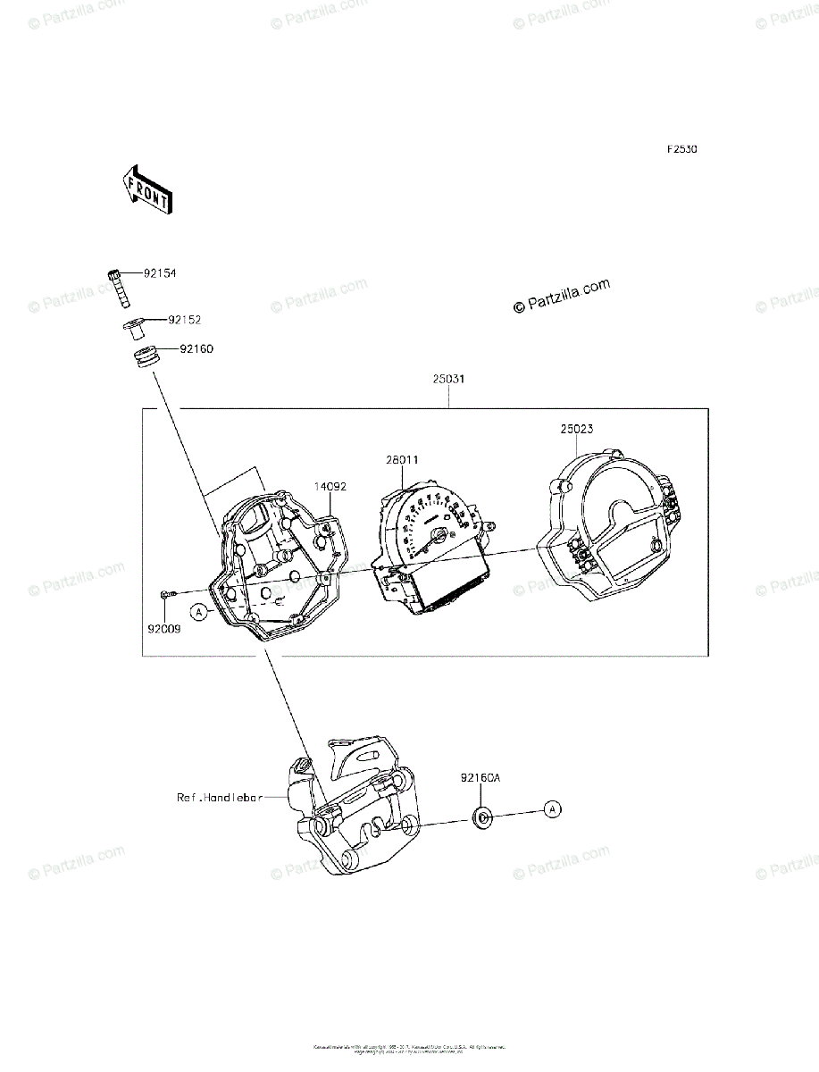 Kawasaki Motorcycle 2016 OEM Parts Diagram for Meter(s) | Partzilla.com