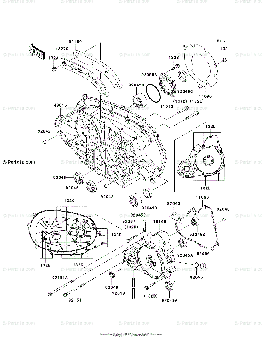 Kawasaki ATV 1997 OEM Parts Diagram for Engine Cover(s) | Partzilla.com