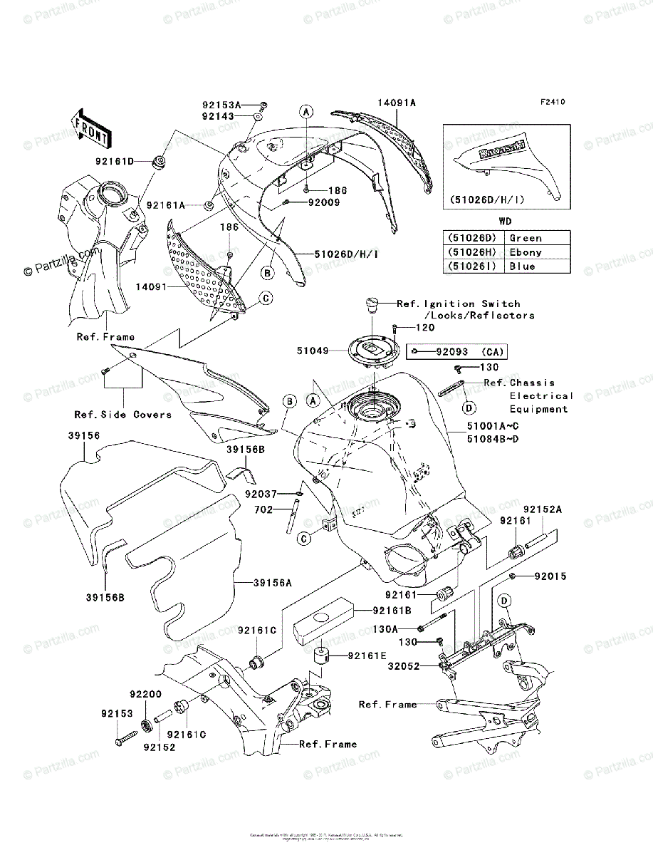 Kawasaki Motorcycle 2006 Oem Parts Diagram For Fuel Tank