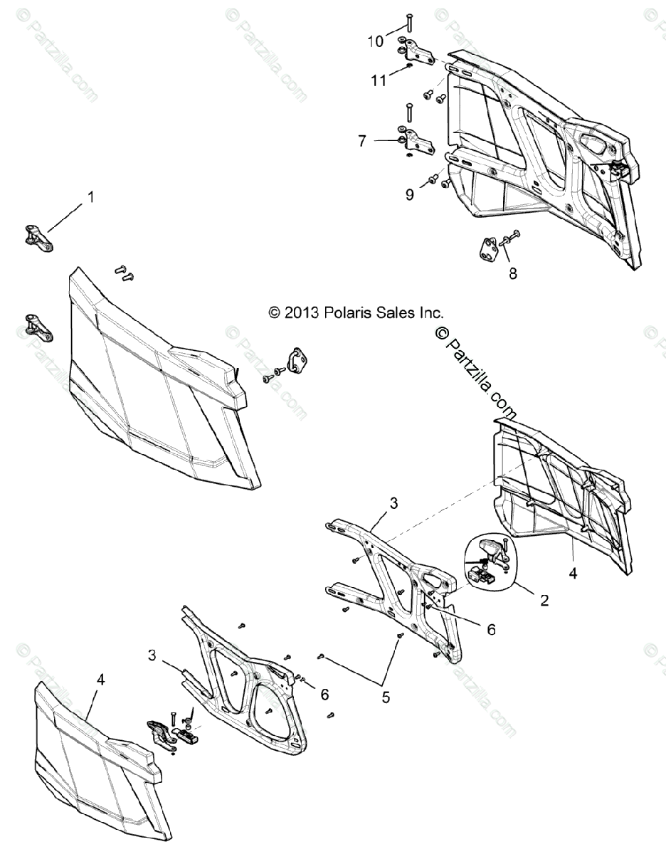 Polaris Side By Side 2014 Oem Parts Diagram For Body