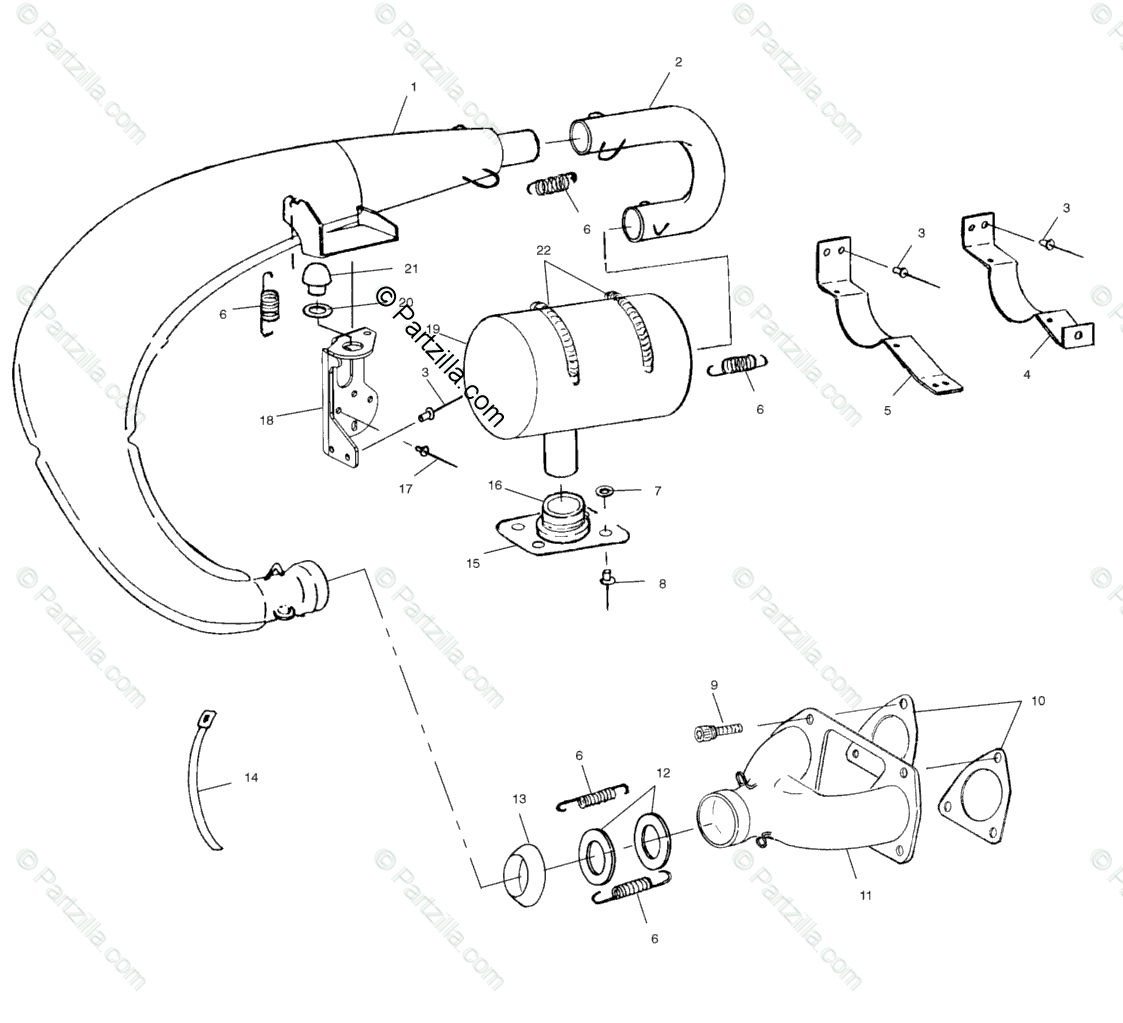 Polaris Snowmobile 1999 OEM Parts Diagram for Exhaust System
