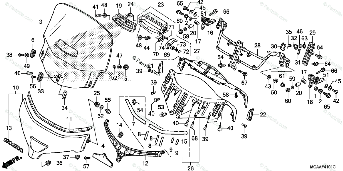 Honda Motorcycle 2008 Oem Parts Diagram For Windscreen