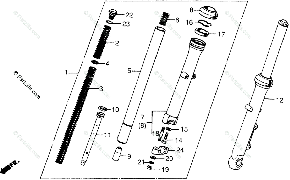 Honda Motorcycle 1979 Oem Parts Diagram For Front Fork