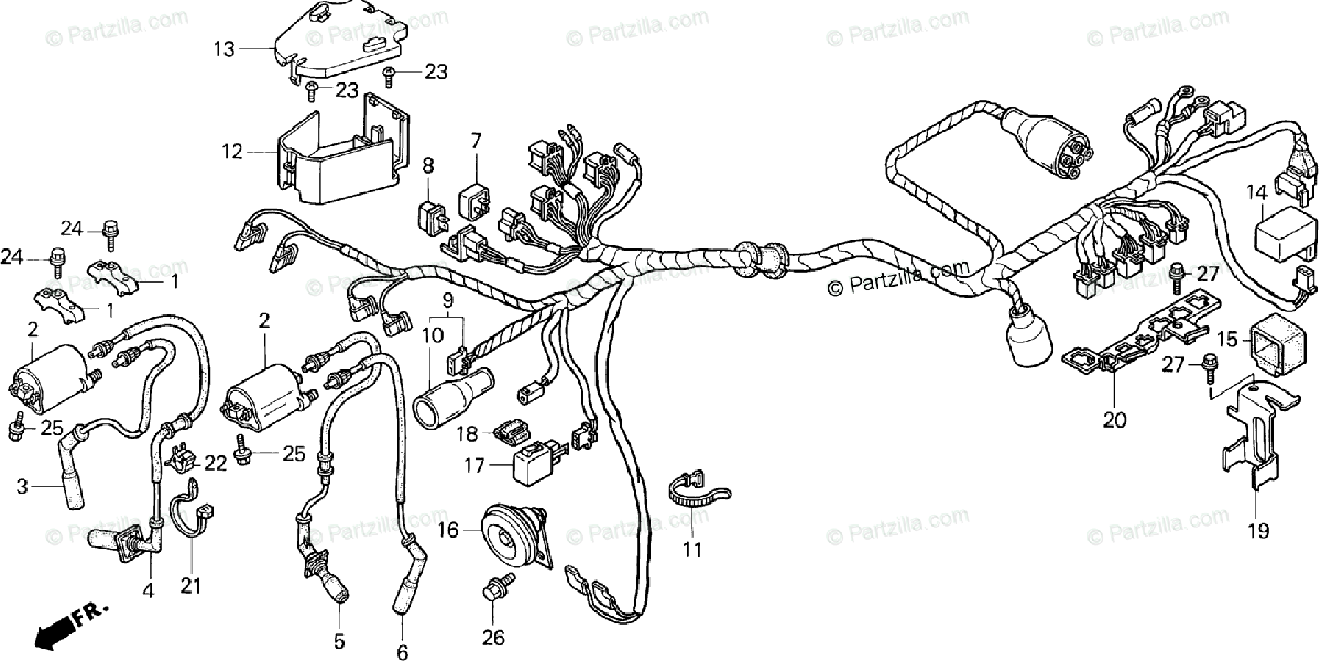 Honda Motorcycle 1995 Oem Parts Diagram For Wire Harness