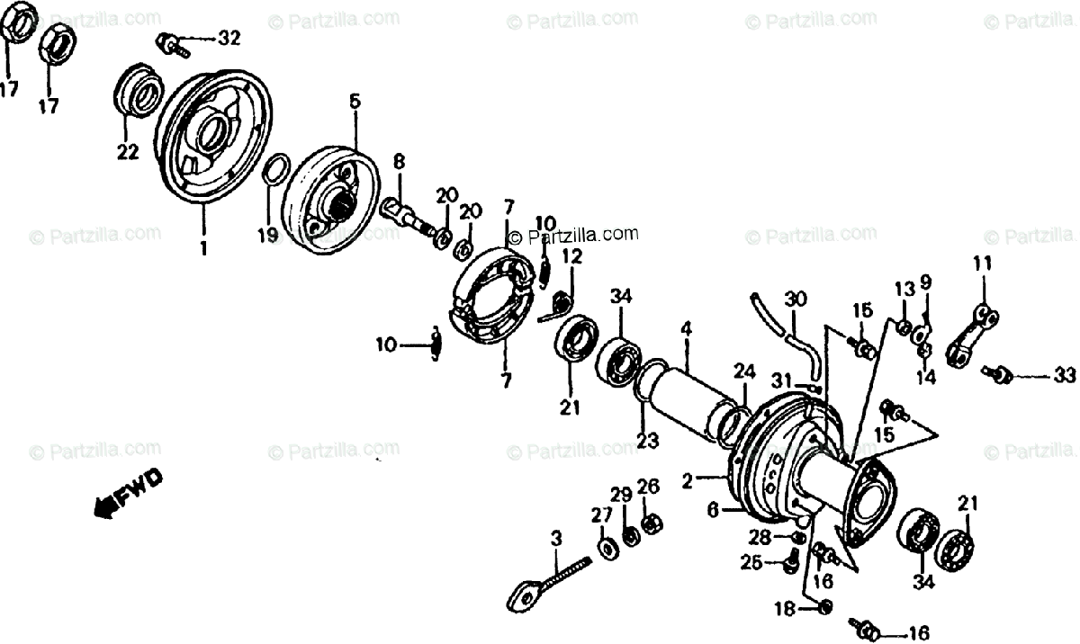 Honda Atv 1985 Oem Parts Diagram For Rear Brake Drum