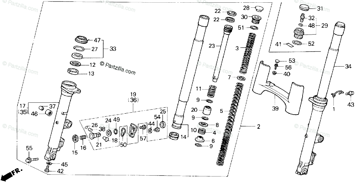 Honda Motorcycle 1989 Oem Parts Diagram For Front Fork