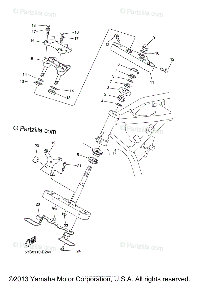 Yamaha Motorcycle 2005 OEM Parts Diagram for Steering