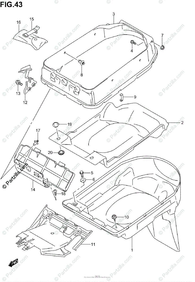Suzuki Scooters 2004 Oem Parts Diagram For Helmet Box