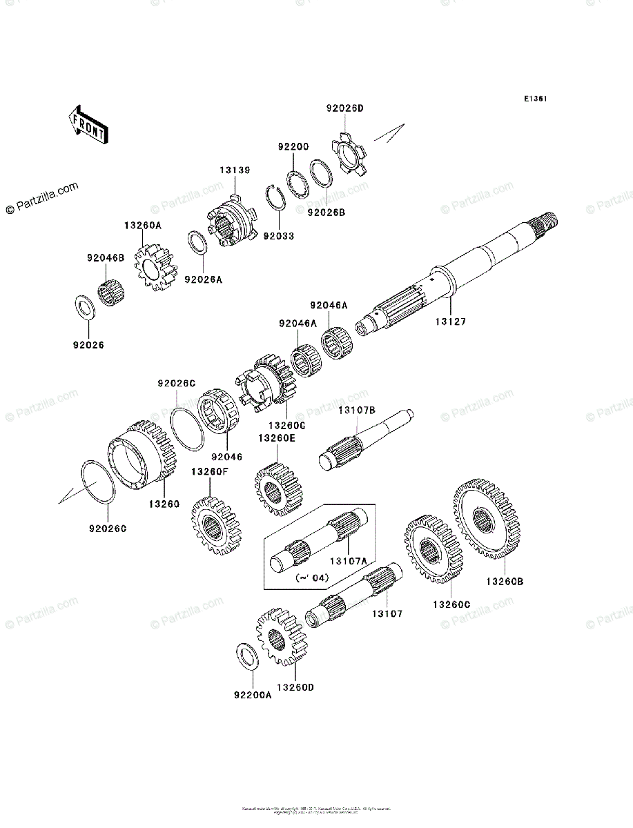 Kawasaki ATV 2003 OEM Parts Diagram for TRANSMISSION | Partzilla.com