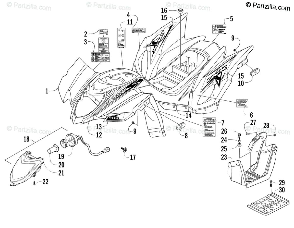 Arctic Cat ATV 2011 OEM Parts Diagram for Body Panel And ...