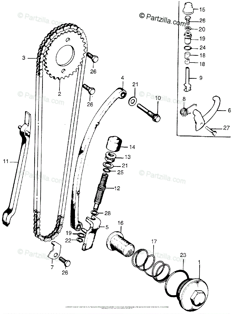 Honda Motorcycle 1976 Oem Parts Diagram For Cam Chain