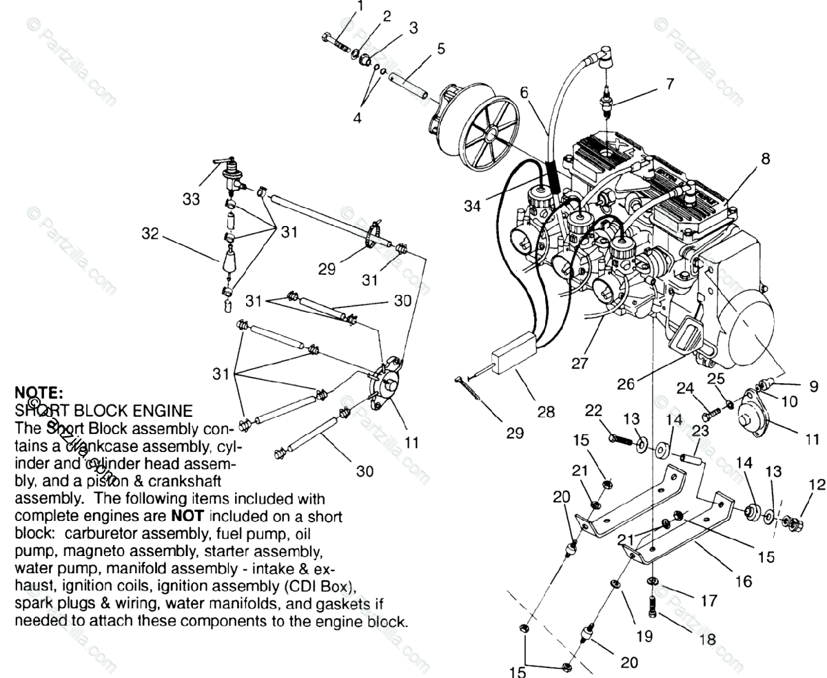 Polaris Snowmobile 1996 Oem Parts Diagram For Engine