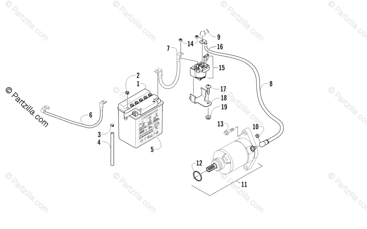  Arctic  Cat  ATV  2014 OEM Parts Diagram for Battery  And 