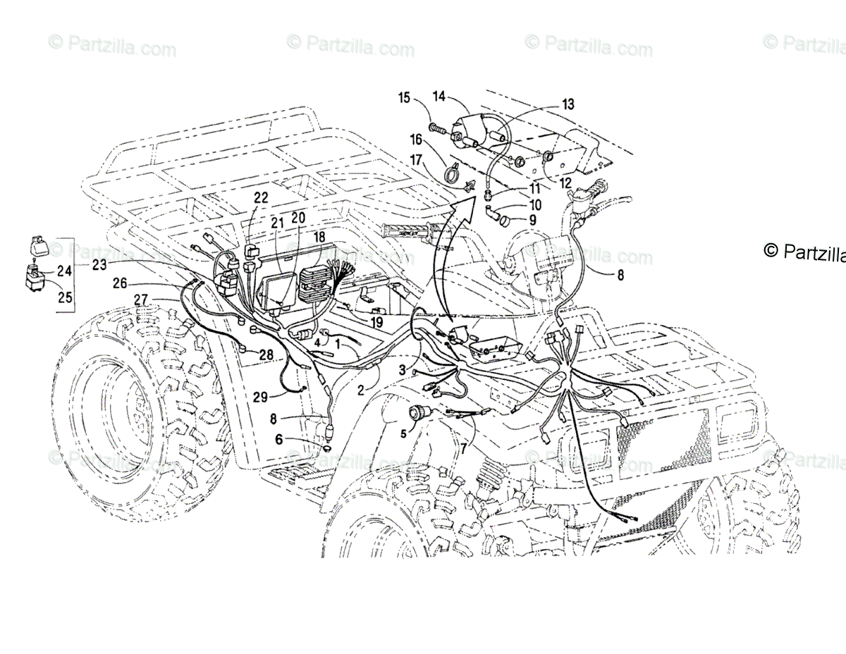 Arctic Cat ATV 2001 OEM Parts Diagram for Wiring Harness Assembly