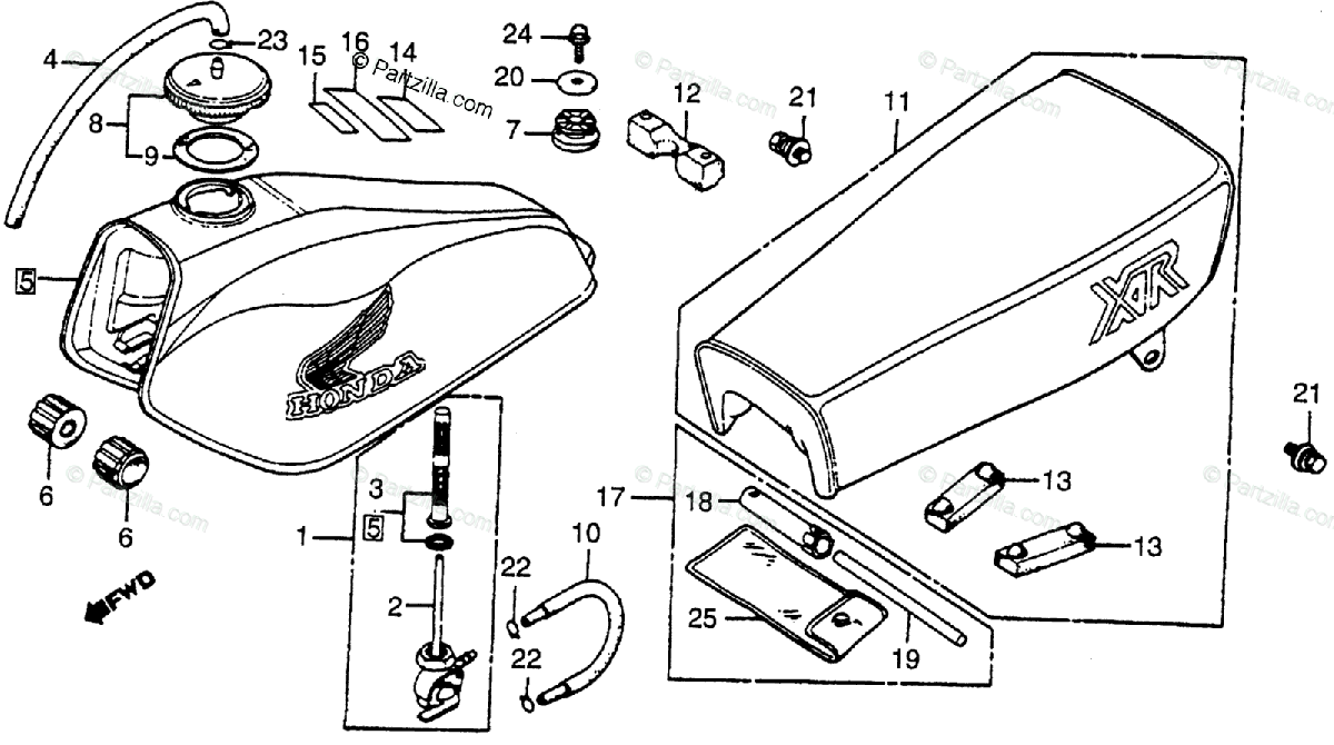 Honda Motorcycle 1982 Oem Parts Diagram For Fuel Tank
