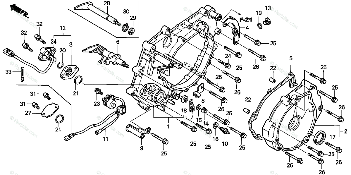 Honda Atv 2002 Oem Parts Diagram For Rear Crankcase Cover