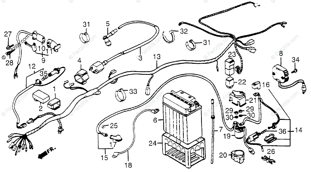 Honda Atv 1984 Oem Parts Diagram For Wire Harness Battery Partzilla Com