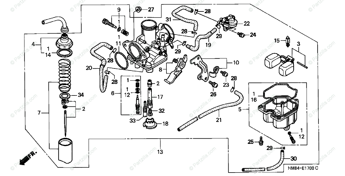 Honda ATV 2000 OEM Parts Diagram for Carburetor