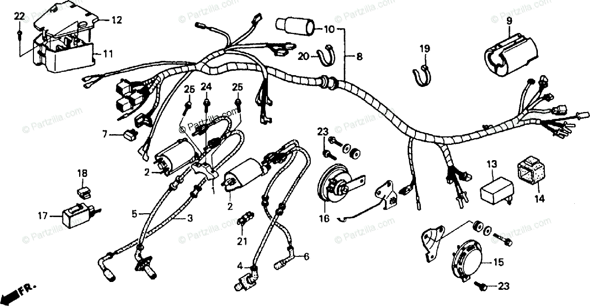 Honda Motorcycle 1993 Oem Parts Diagram For Wire Harness