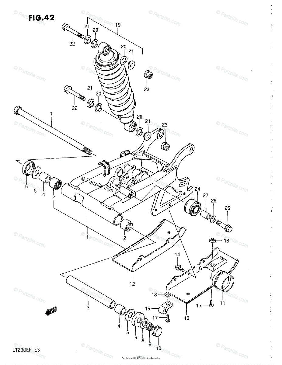 Suzuki Atv 1988 Oem Parts Diagram For Rear Swinging Arm