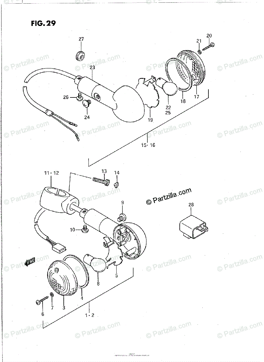 Suzuki Motorcycle 1987 OEM Parts Diagram for TURN SIGNAL LAMP