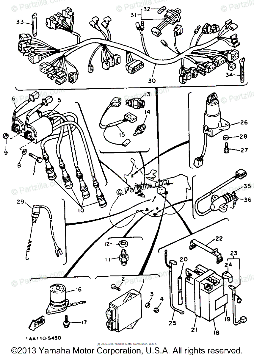 Yamaha Motorcycle 1985 OEM Parts Diagram for Electrical - 2 | Partzilla.com