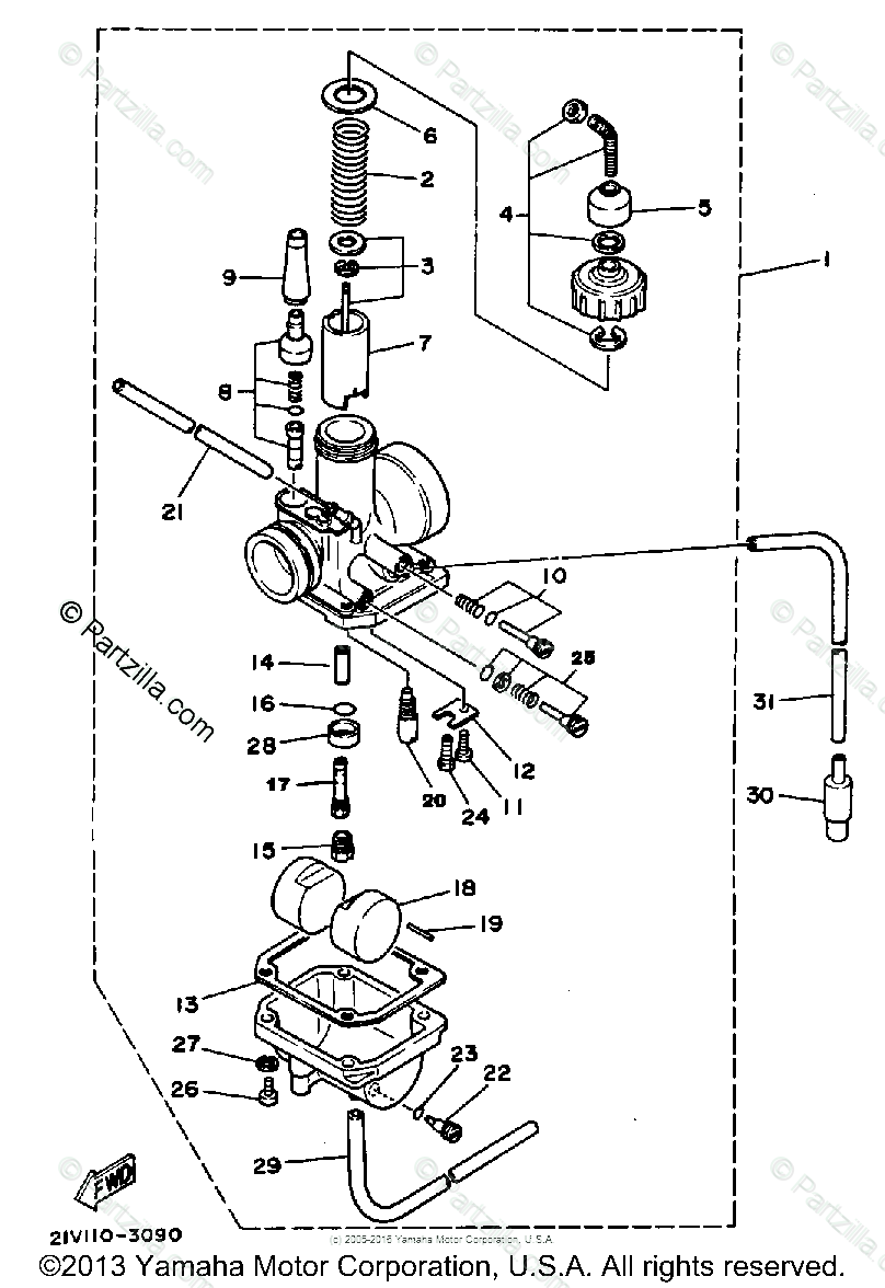 Yamaha Atv 1983 Oem Parts Diagram For Carburetor Ytm200k