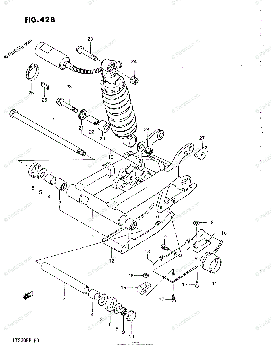 Suzuki Atv 1987 Oem Parts Diagram For Rear Swinging Arm