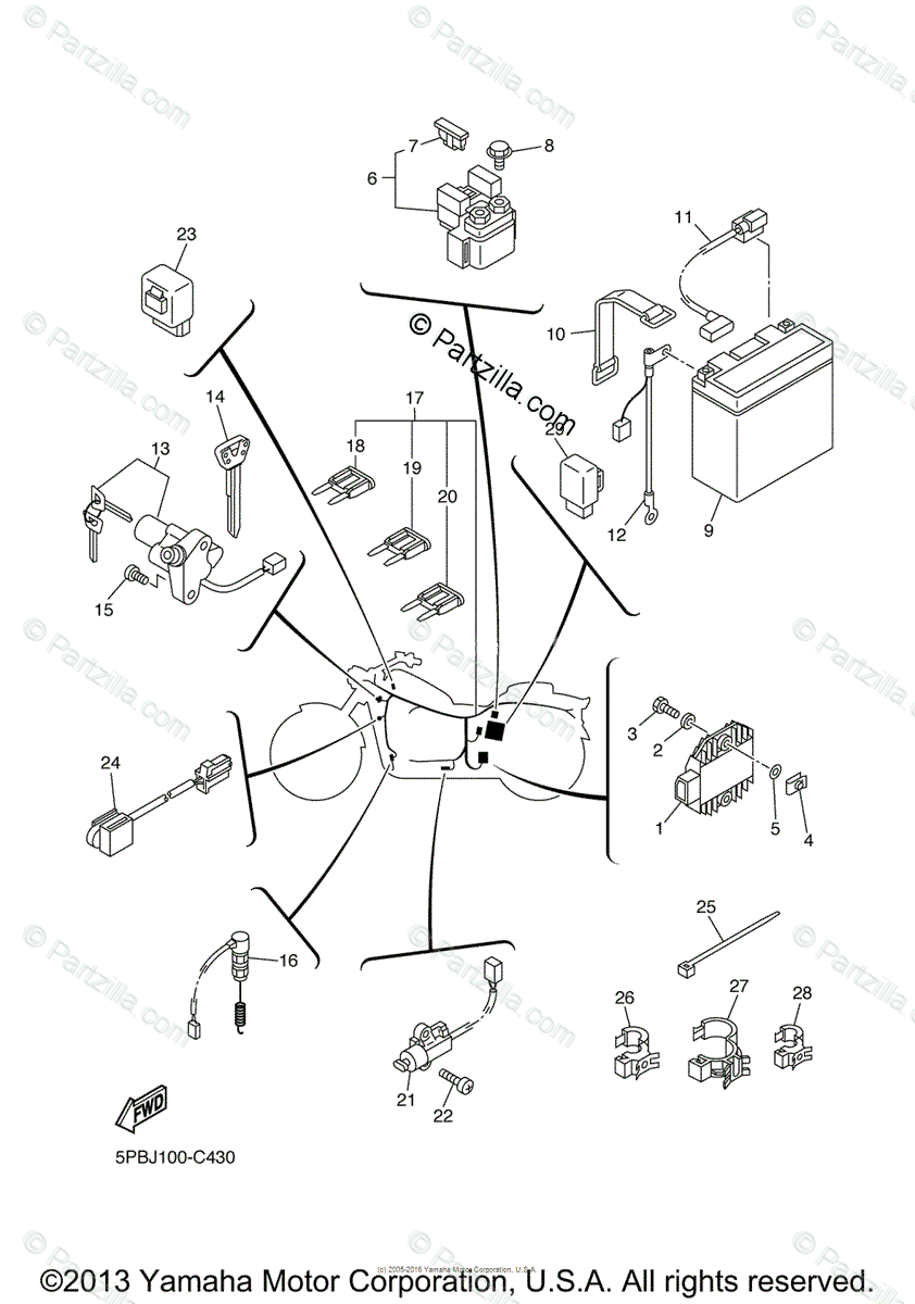 Yamaha Motorcycle 2004 Oem Parts Diagram For Electrical
