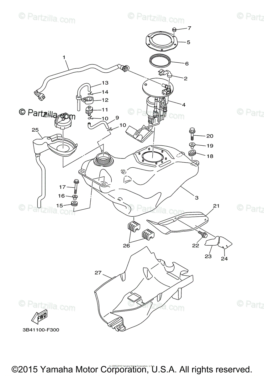 Yamaha Atv 2007 Oem Parts Diagram For Fuel Tank