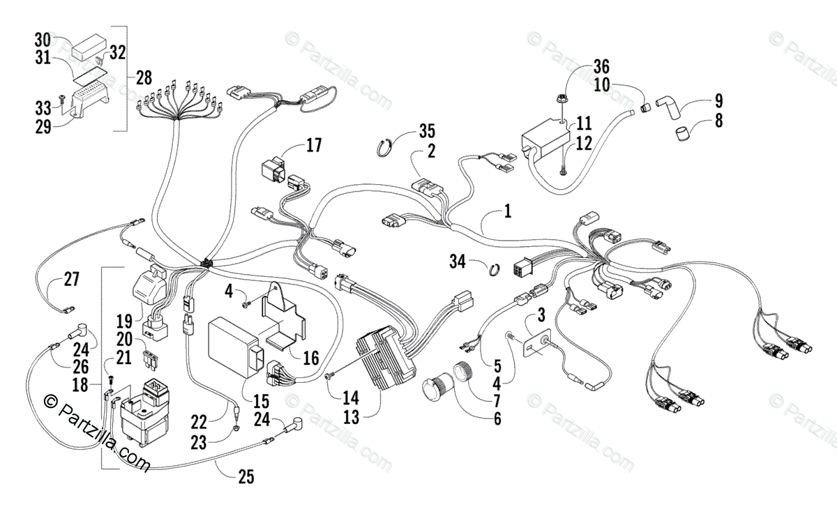 Arctic Cat ATV 2004 OEM Parts Diagram for Wiring Harness Assembly