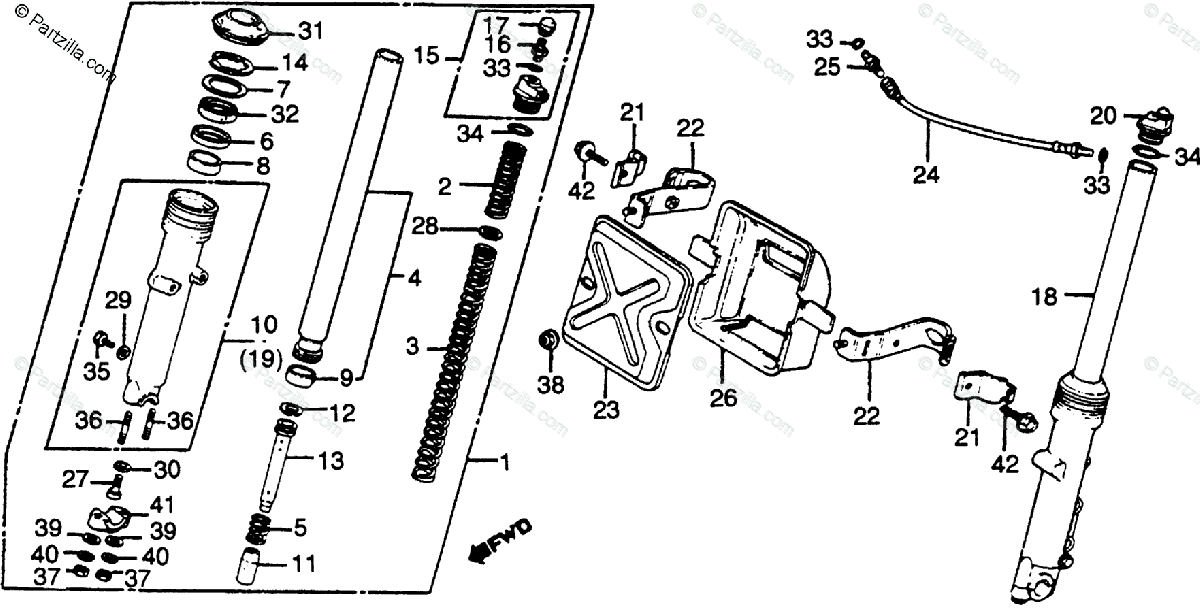 Honda Motorcycle 1982 Oem Parts Diagram For Front Fork