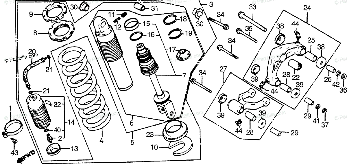 Honda Motorcycle 1982 OEM Parts Diagram for REAR SHOCK ABSORBER