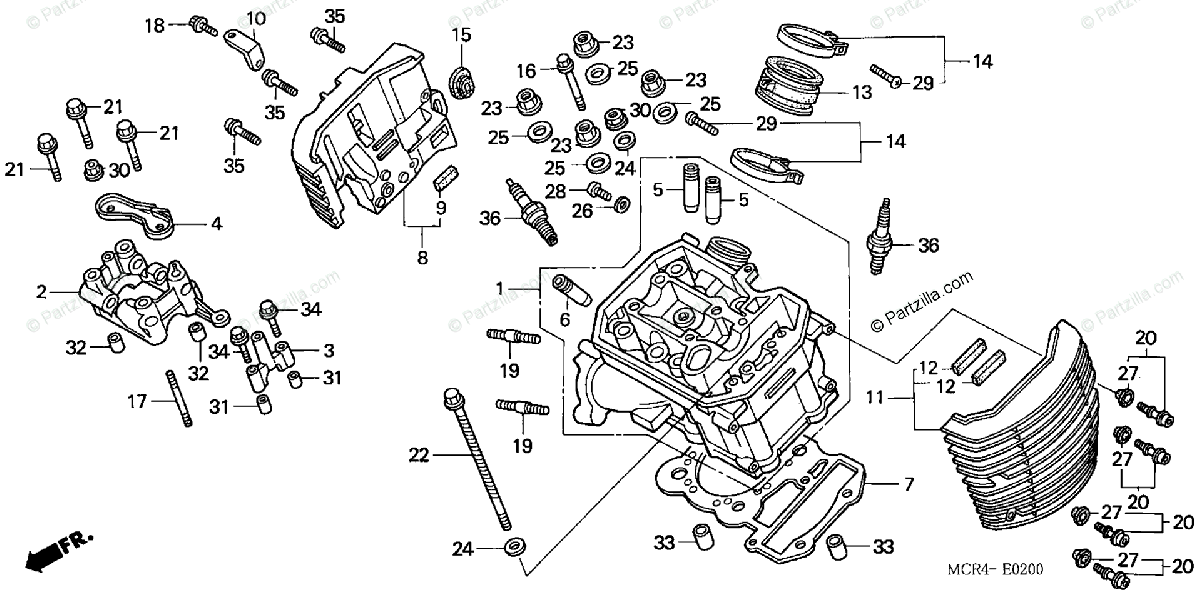 Honda Motorcycle 2003 Oem Parts Diagram For Cylinder Head