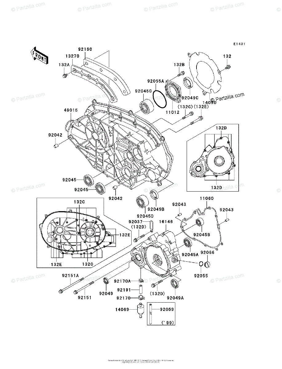 Kawasaki ATV 1999 OEM Parts Diagram for Engine Cover(s) | Partzilla.com