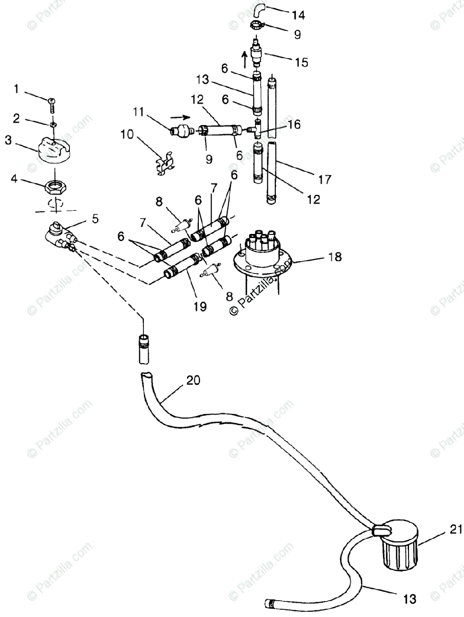 Polaris Watercraft 1996 Oem Parts Diagram For Fuel System