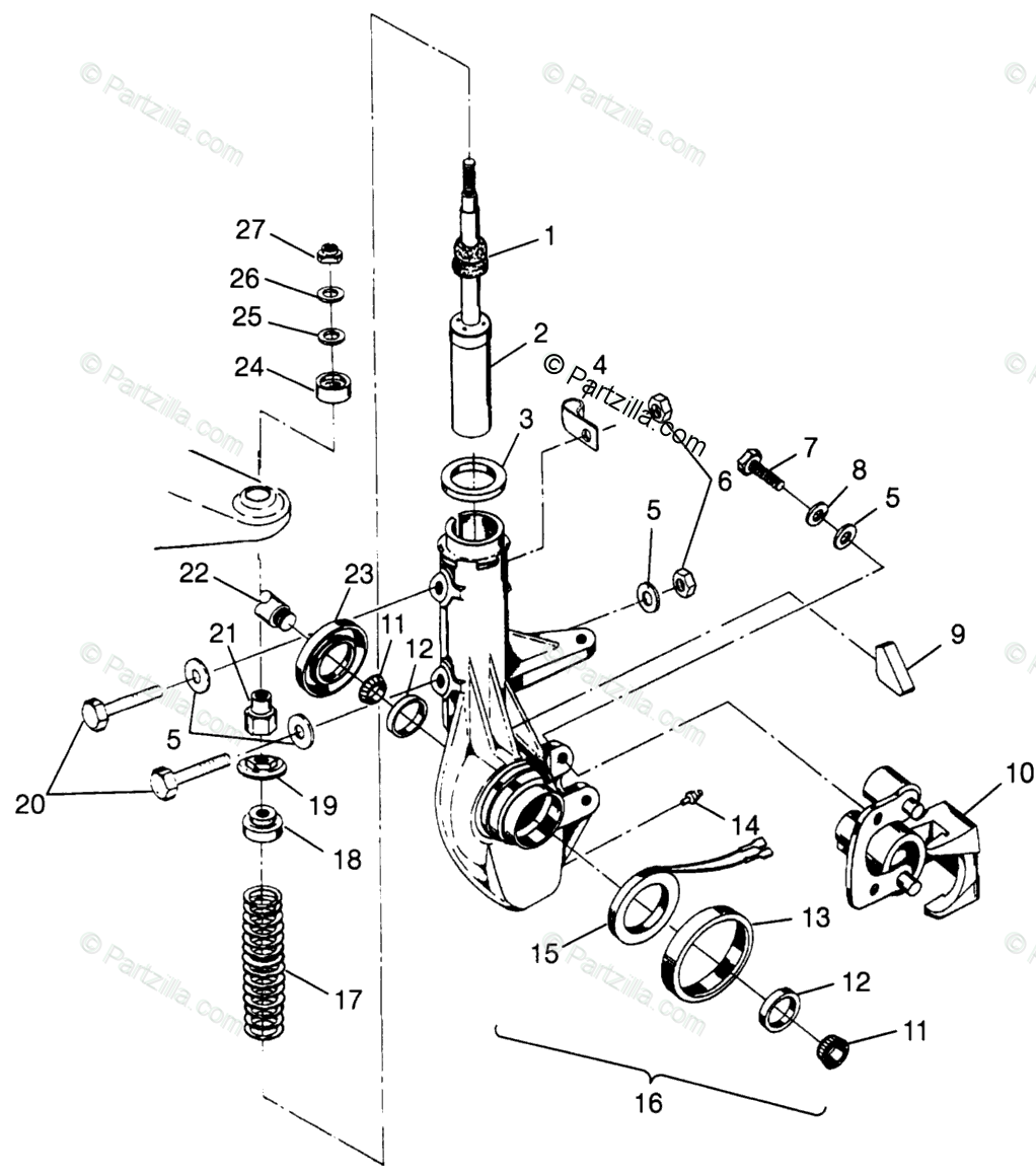 Polaris ATV 1997 OEM Parts Diagram for Front Strut ... 1997 polaris 500 scrambler wiring diagram 