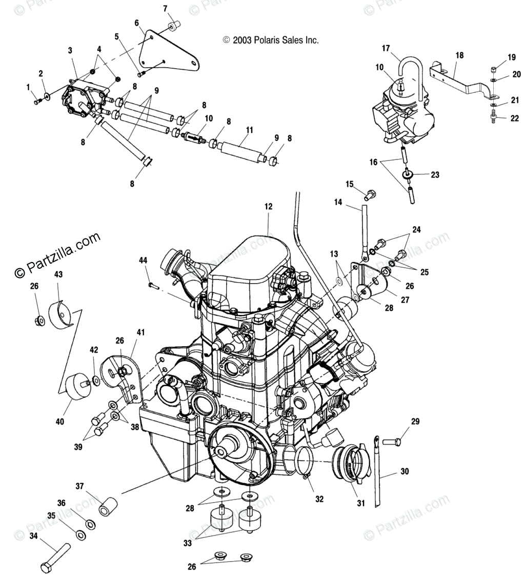Polaris ATV 2004 OEM Parts Diagram for Engine Mounting | Partzilla.com