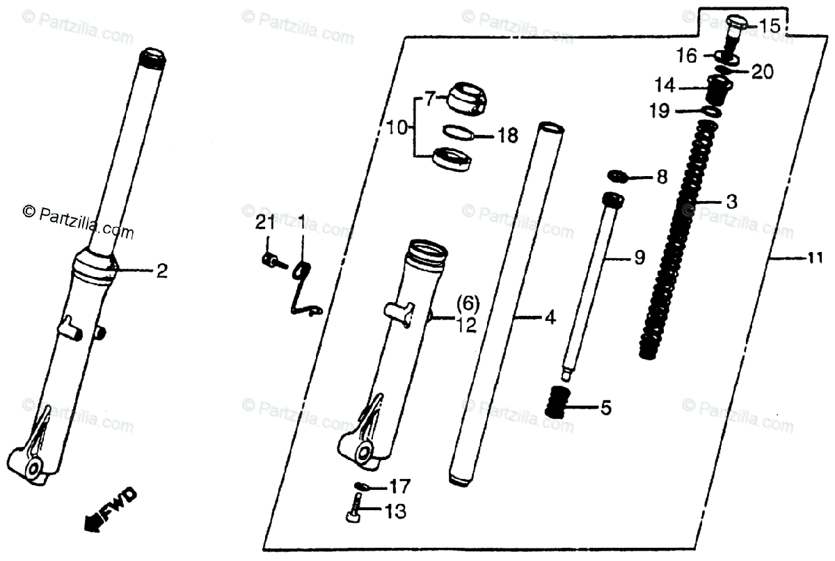 Honda Motorcycle 1983 Oem Parts Diagram For Front Shock