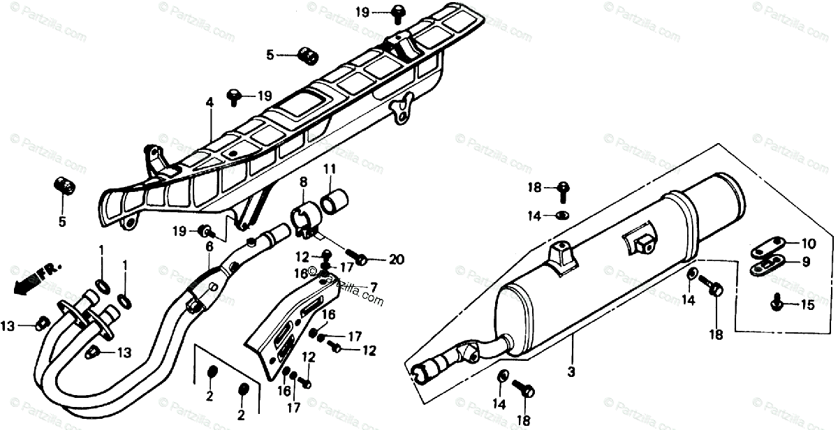 Honda Atv 1986 Oem Parts Diagram For Muffler