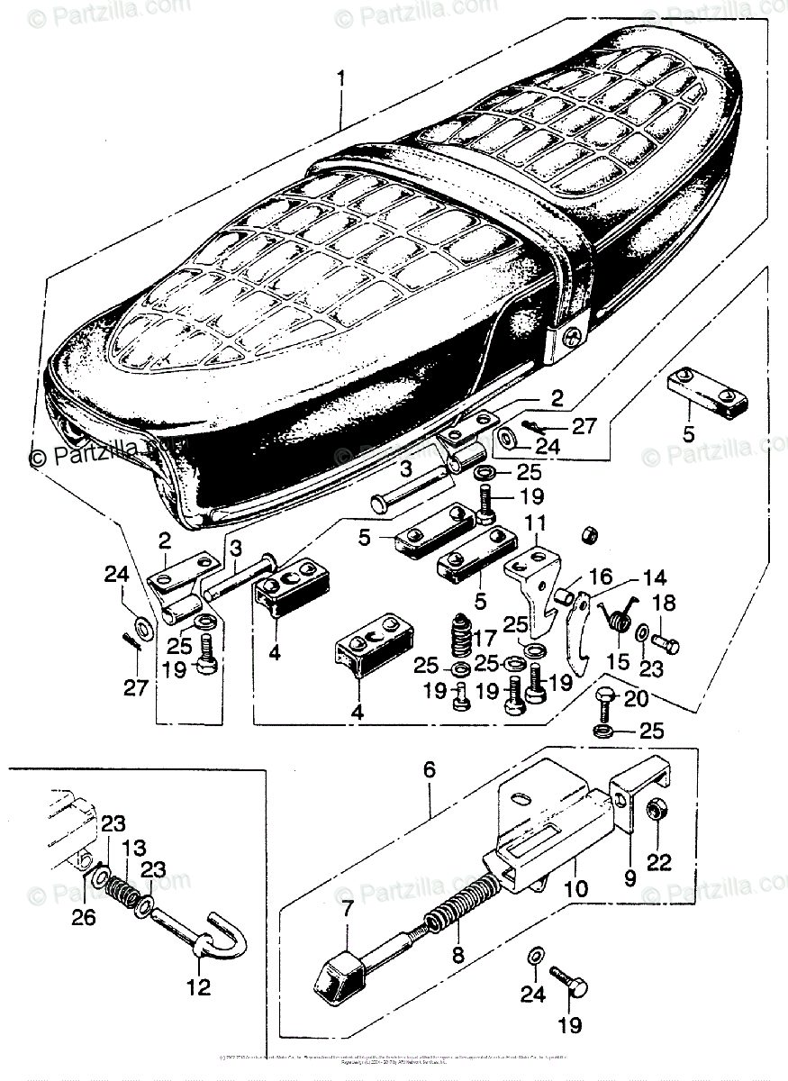 Honda Motorcycle Models with no year OEM Parts Diagram for SEAT K0-K1