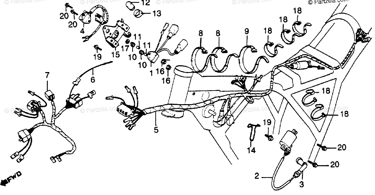 Honda Motorcycle 1981 Oem Parts Diagram For Wire Harness