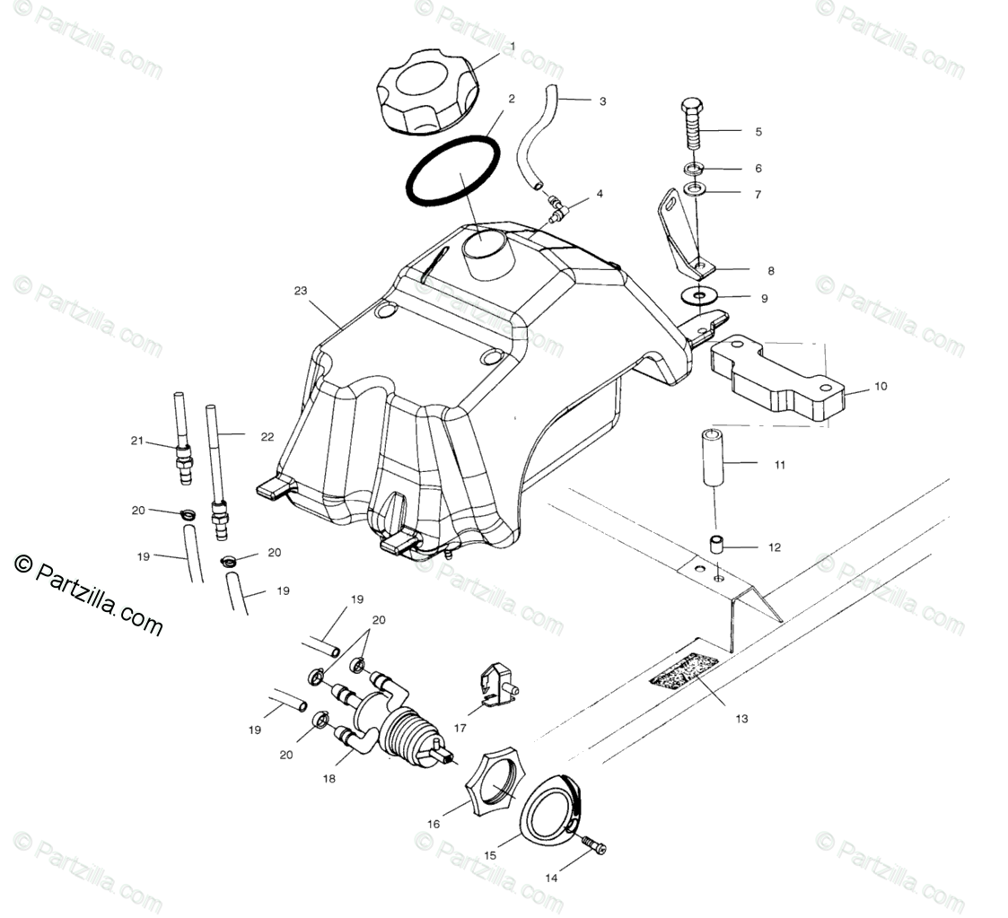 Polaris Atv 2001 Oem Parts Diagram For Fuel Tank A01aa32aa