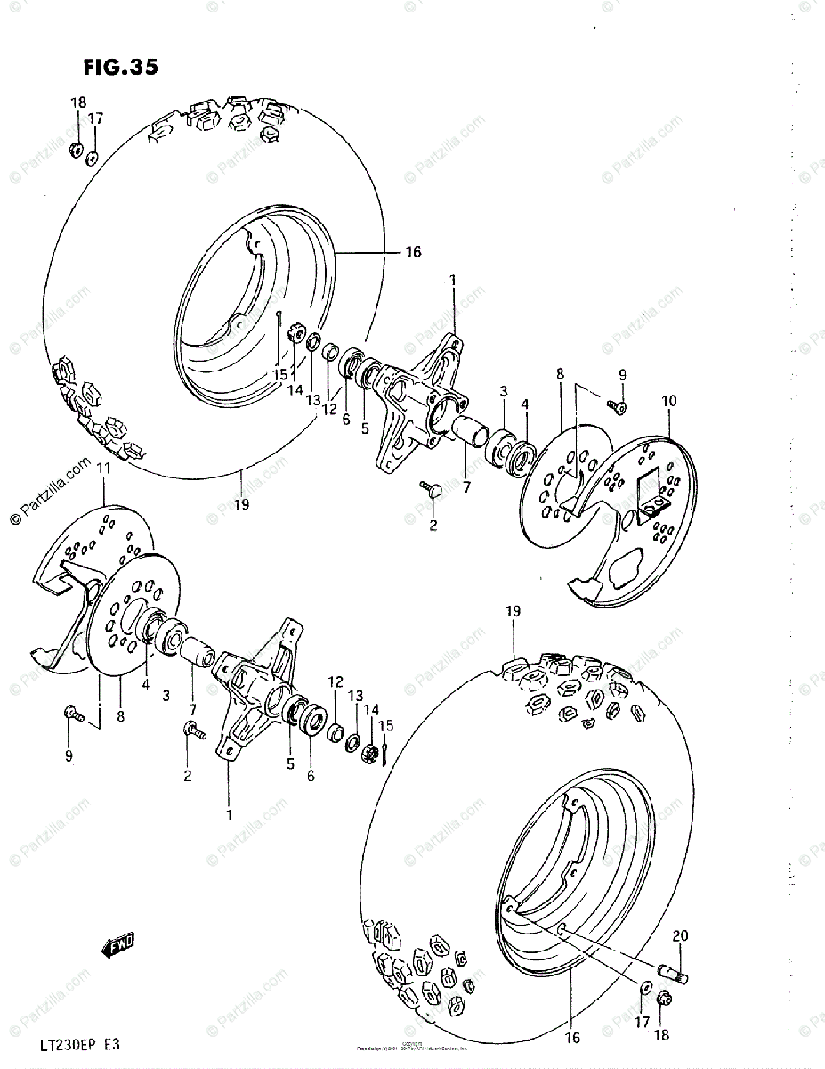 Suzuki Atv 1987 Oem Parts Diagram For Front Wheel