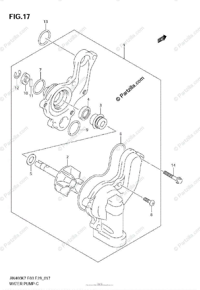 Suzuki Scooters 2007 Oem Parts Diagram For Water Pump