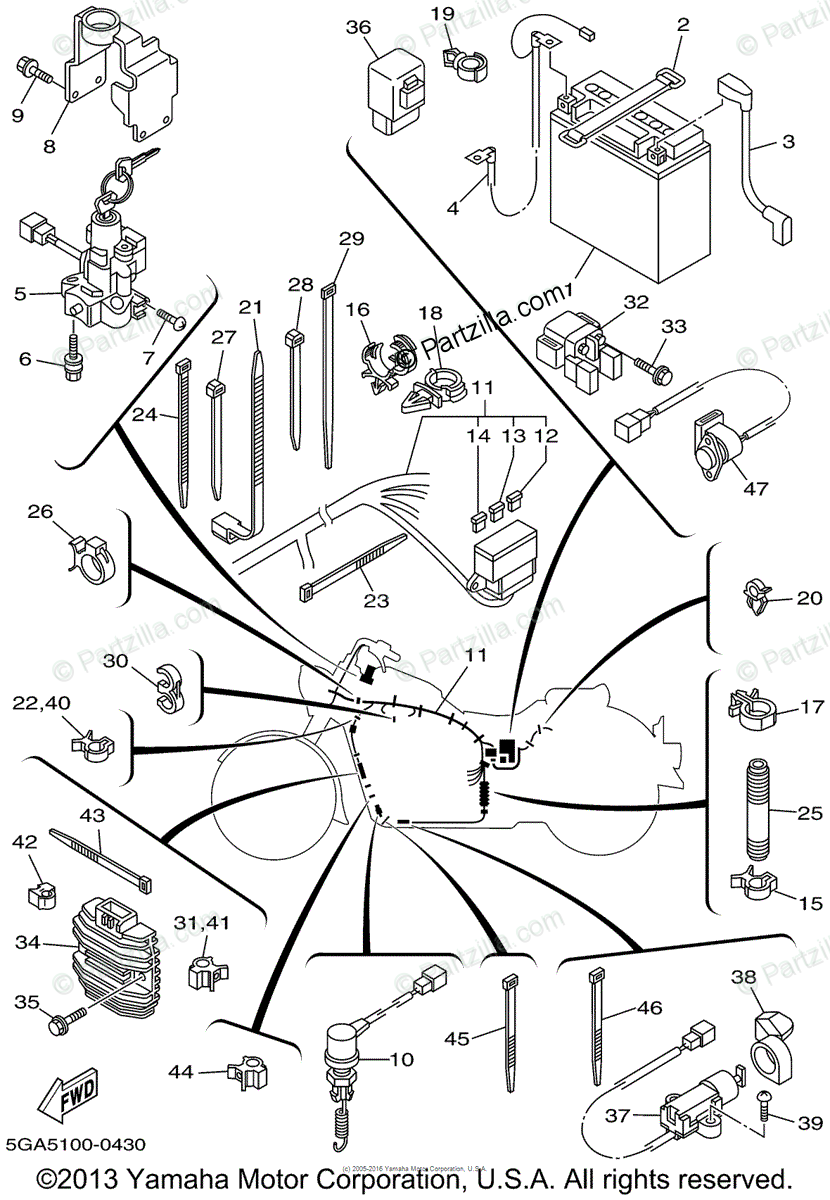 Yamaha Motorcycle 2001 Oem Parts Diagram For Electrical