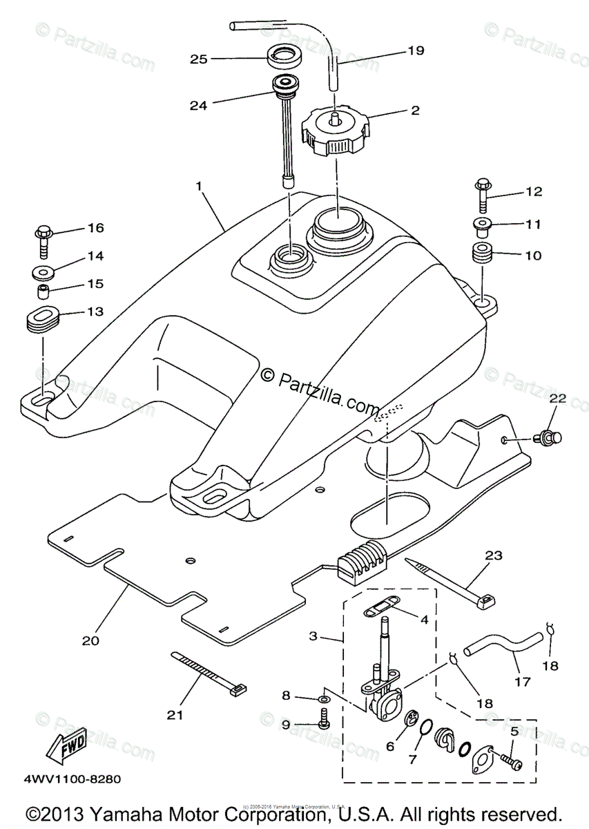 Yamaha Atv 1998 Oem Parts Diagram For Fuel Tank