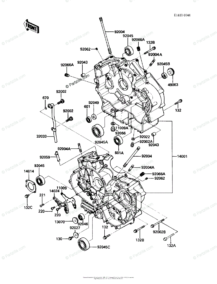 Kawasaki Motorcycle 1986 OEM Parts Diagram for Crankcase | Partzilla.com