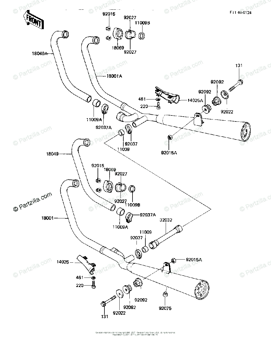 Kawasaki Motorcycle 1983 Oem Parts Diagram For Mufflers