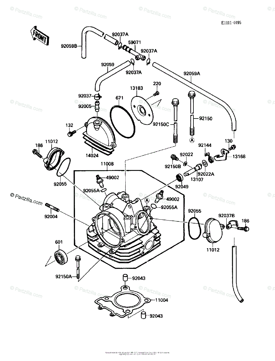 Kawasaki Atv 1988 Oem Parts Diagram For Cylinder Head